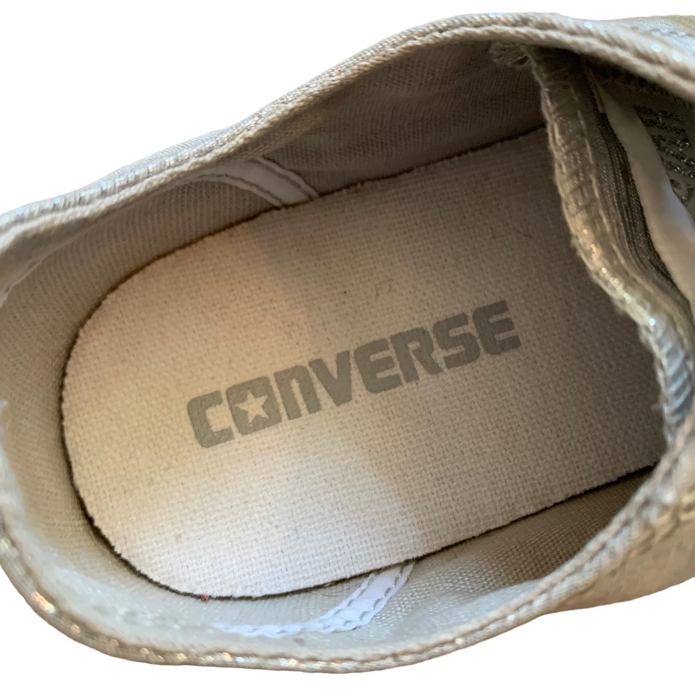 Converse | Size 7 All Star Sneakers metallic Silver Lace up minimalist low tops - Picture 9 of 16